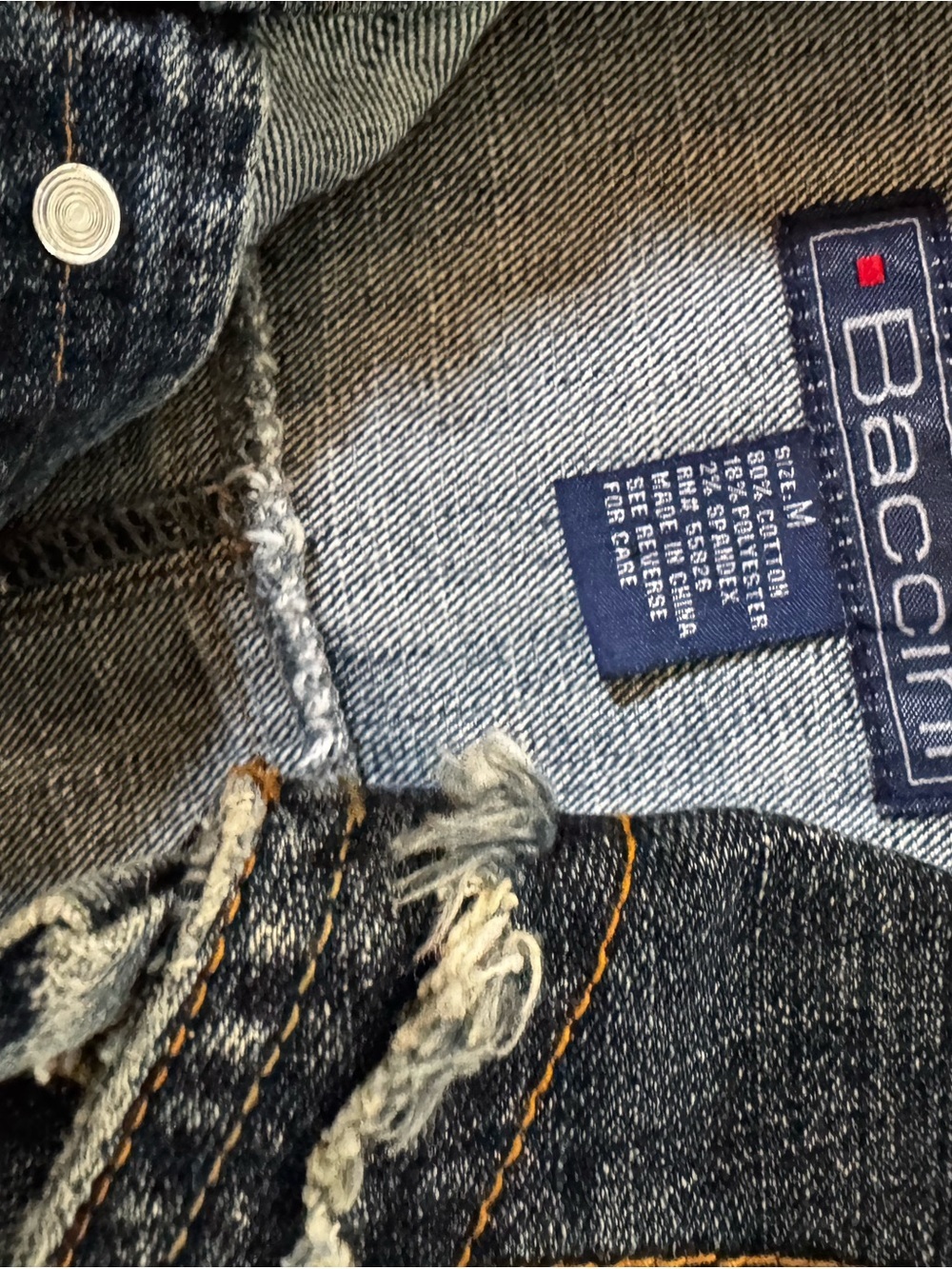 Baccini Blue Denim Jacket with Peace Sign Patch - Picture 4 of 7